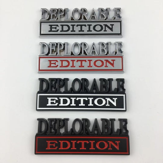 2 PCS DEPLORABLE Edition Car Metal Badge