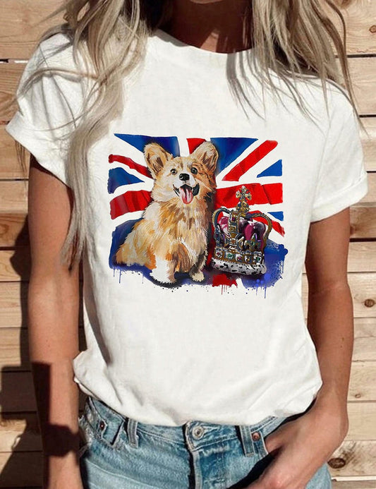 The Corgi with UK Flag T-shirt Tee
