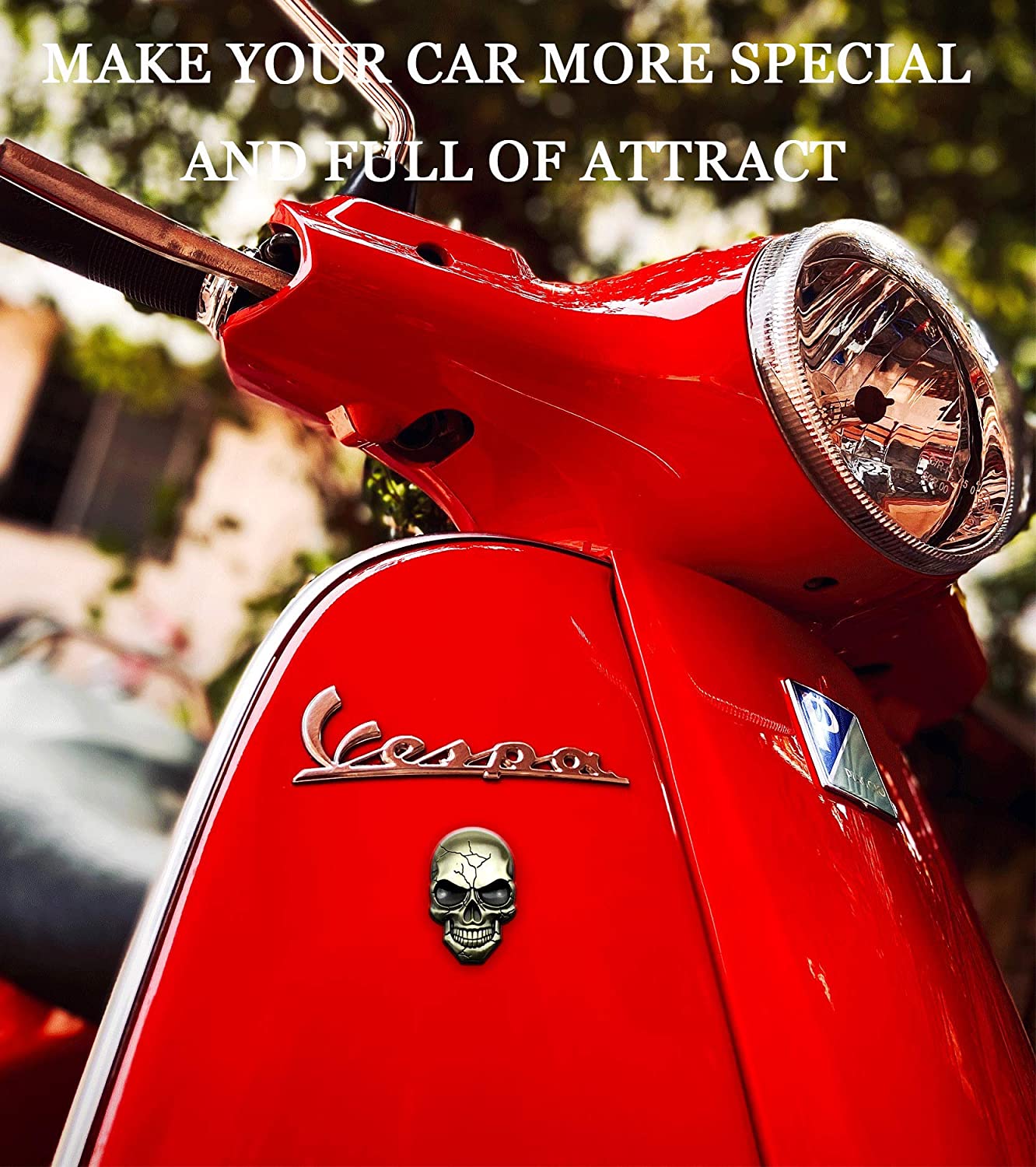 2pcs 3D Skull Decal Metal Emblem