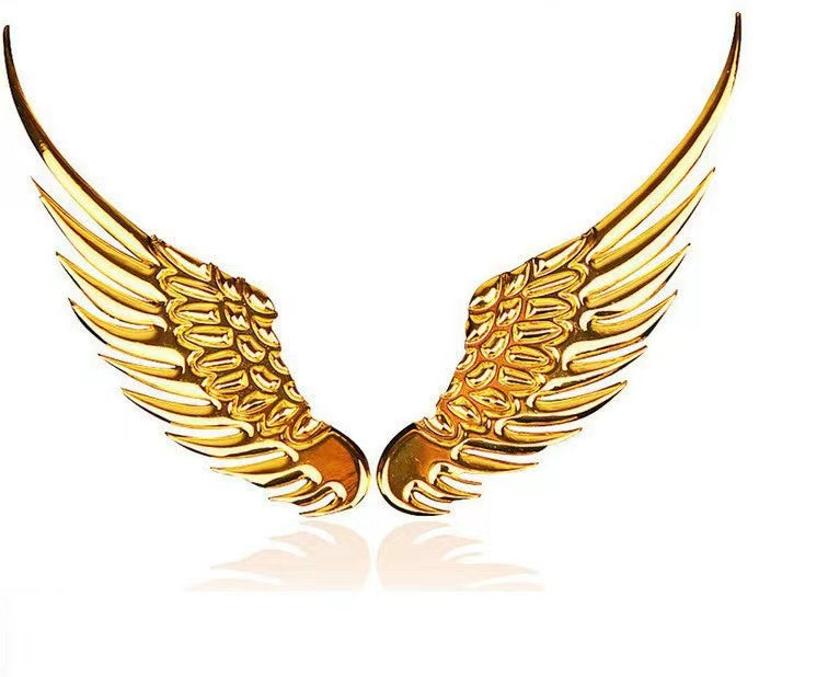 1 Pair Angel Wings Metal Emblem Solid Back