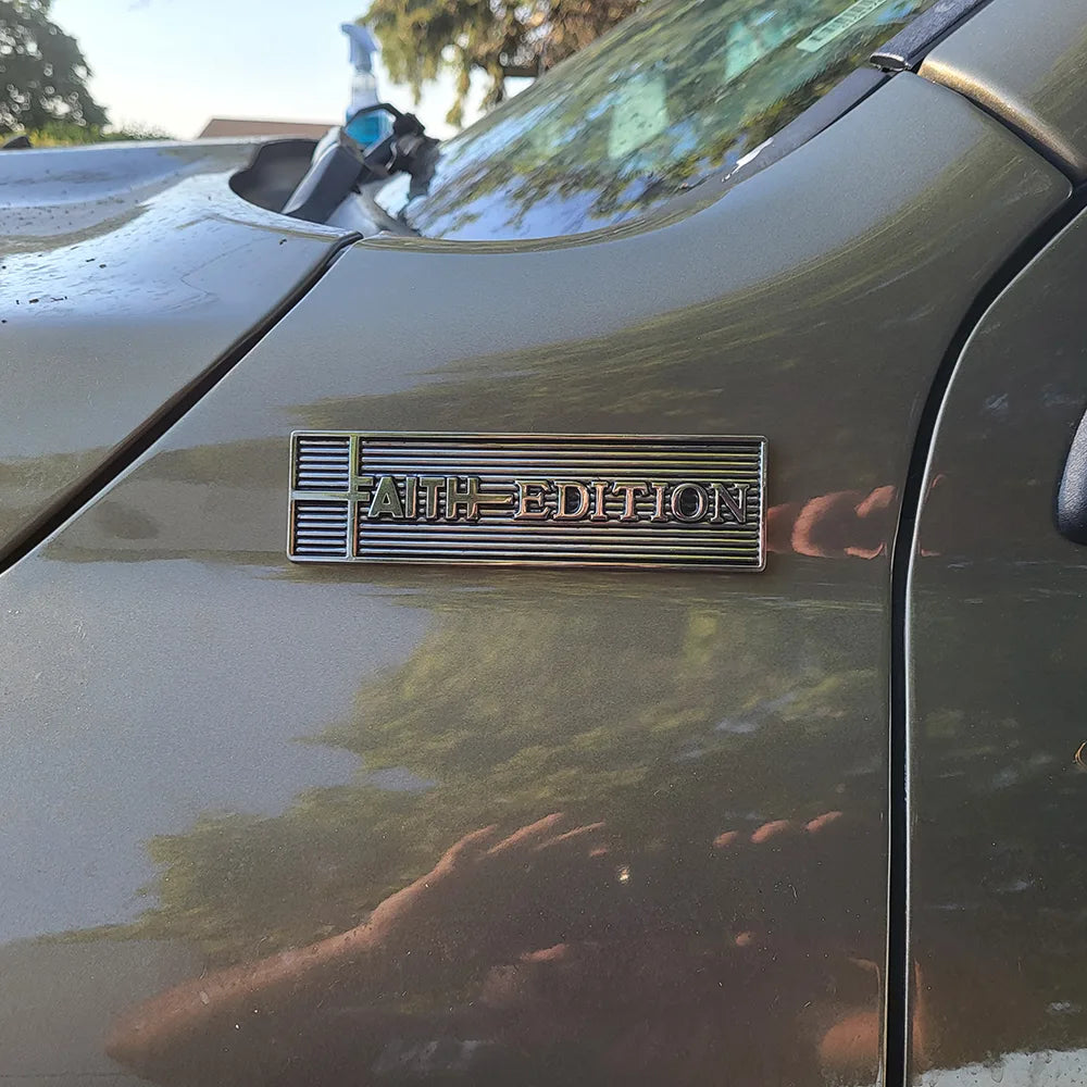 Faith EDITION Metal Emblem Car Badge-Chrome-2pcs