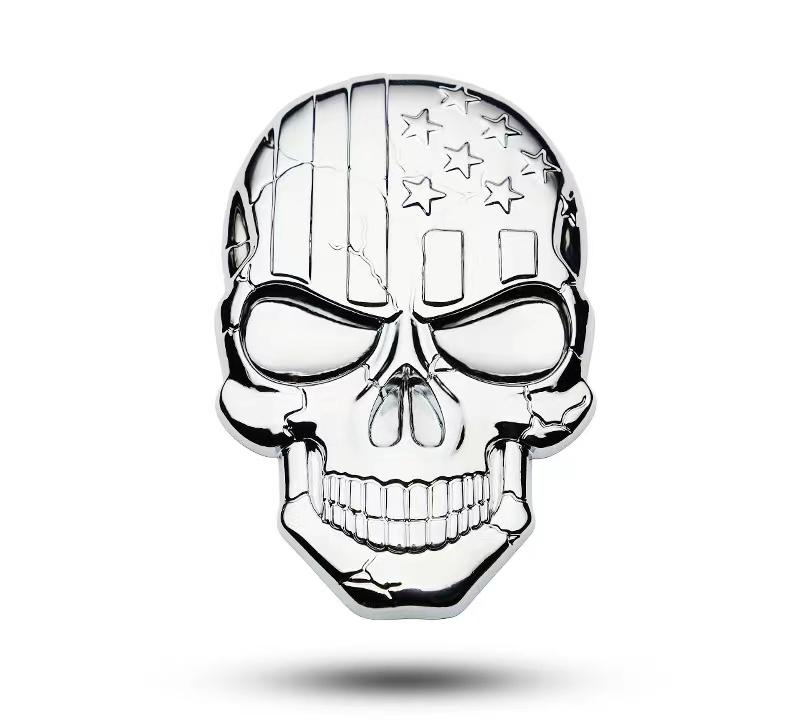 2pcs 3D Raised Star Skull Metal Emblem