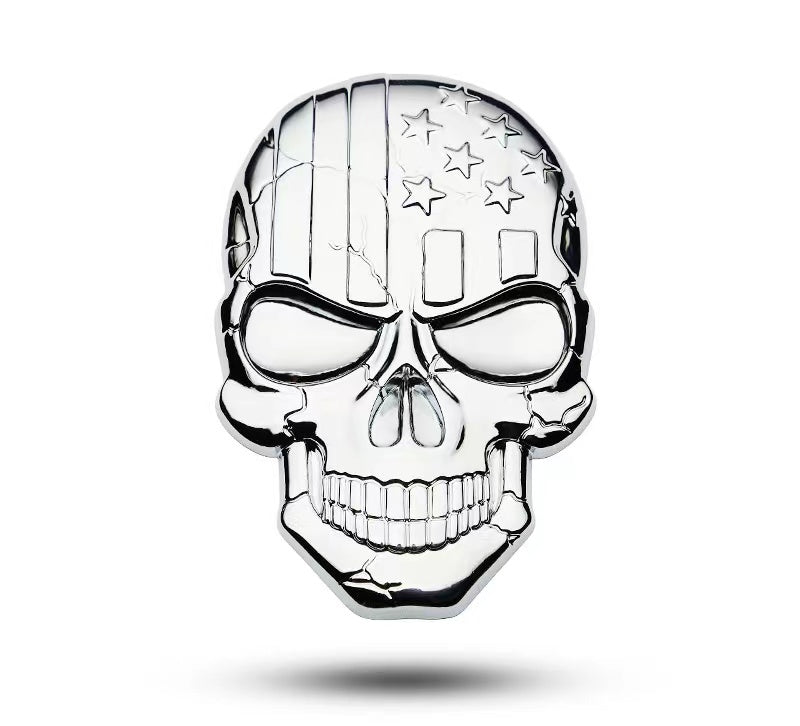 2pcs 3D Raised Star Skull Metal Emblem