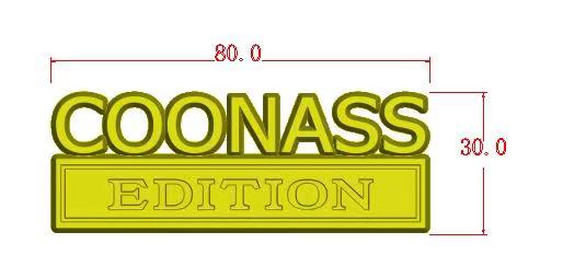 COONASS Emblem Fender Badge-Custom-3pcs-Chrome Black