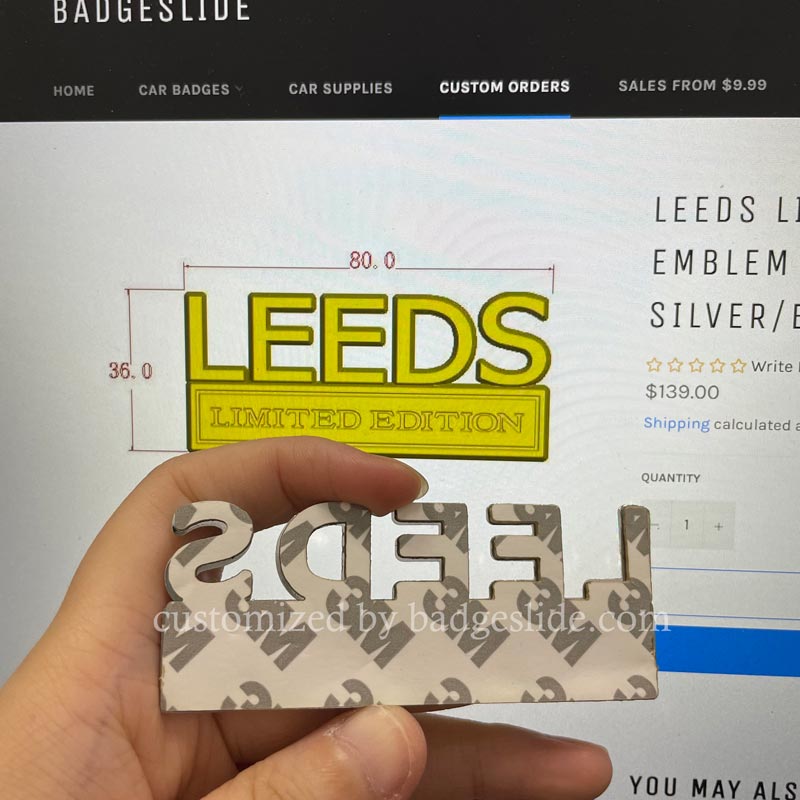 LEEDS LIMITED EDITION Metal Emblem Fender Badge-Silver/Blue-2pcs