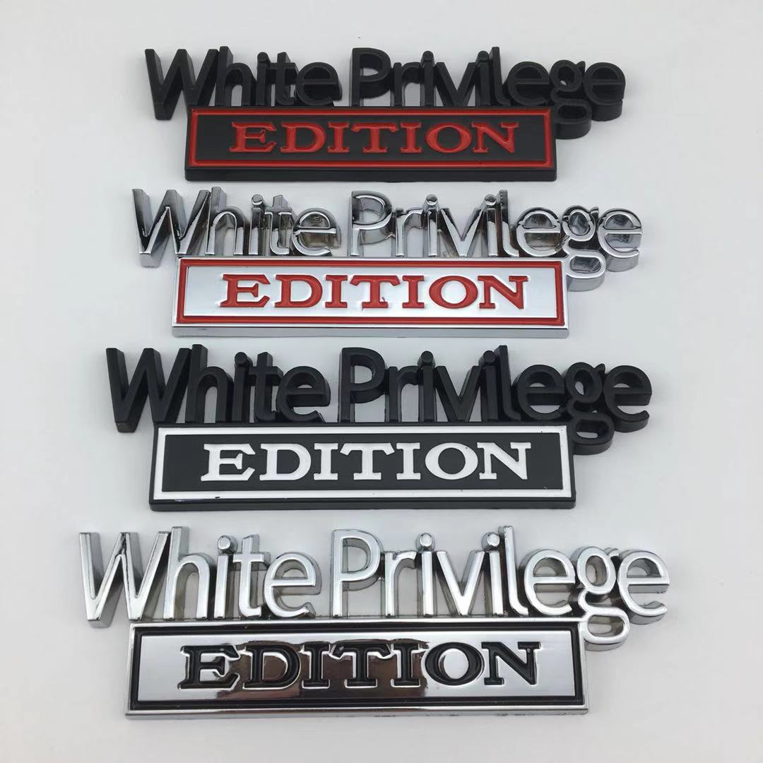 2 PCS White Privilege Edition Car Metal Badge