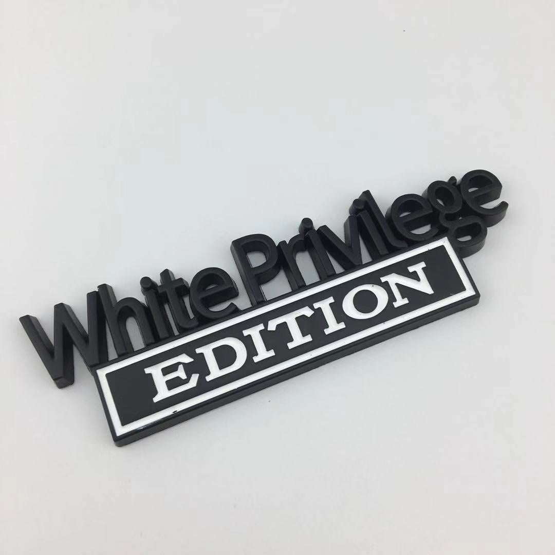 2 PCS White Privilege Edition Car Metal Badge