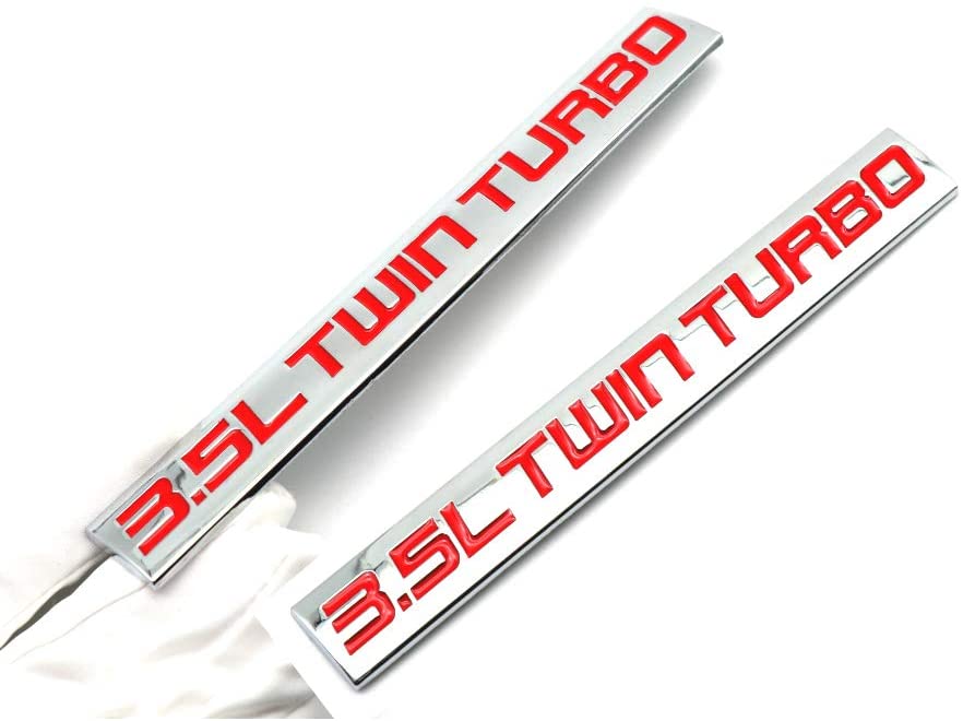 2PCS Chrome Finish Metal Emblem 3.5L Twin Turbo Badge