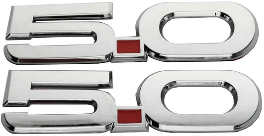 2pcs 5.0 Metal Emblem 3D Letters Badge