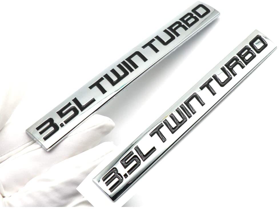 2PCS Chrome Finish Metal Emblem 3.5L Twin Turbo Badge