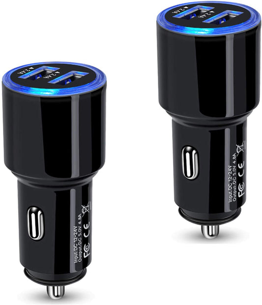 2Pack USB Car Charge 4.8A Fast Charging Dual Port USB