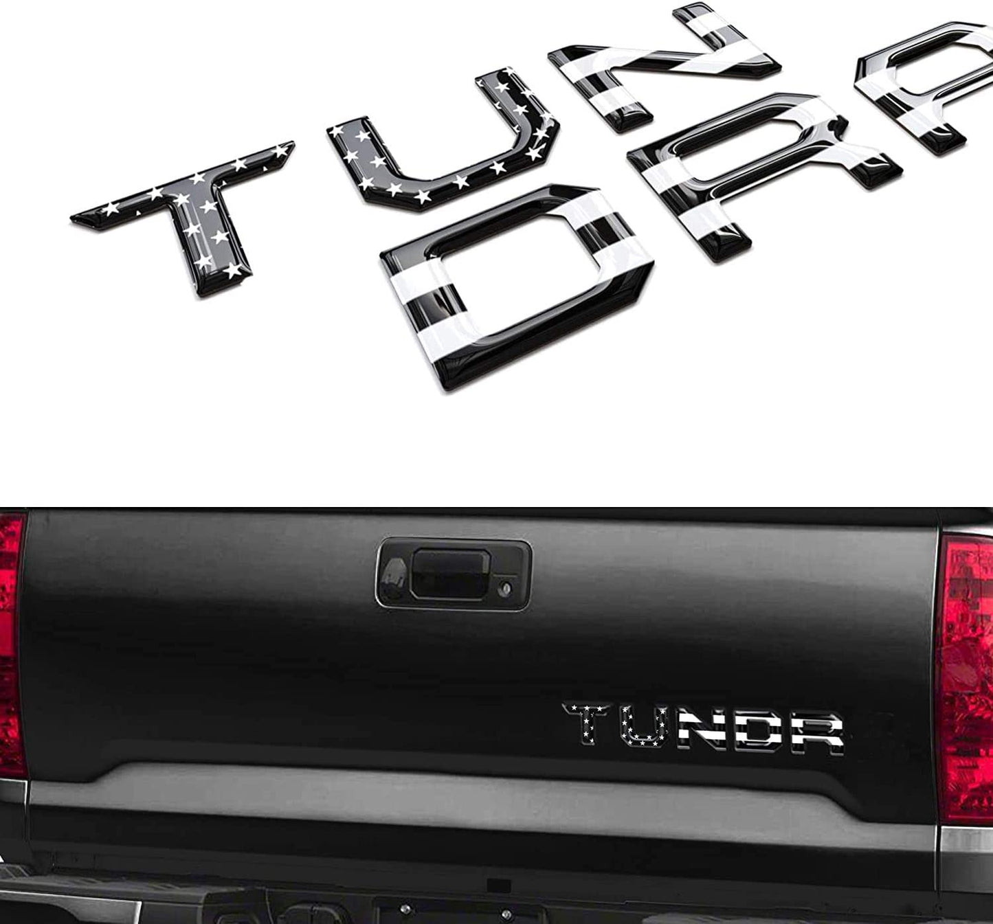 3D Raised TUNDRA Tailgate Insert Letters Rear Emblem