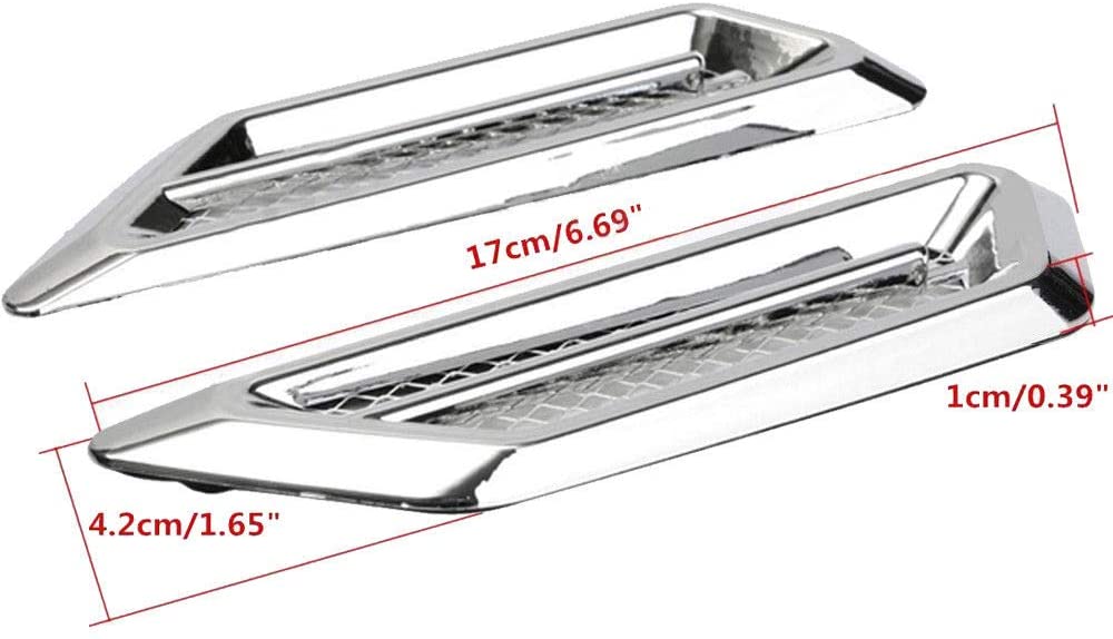 Universal Car Air Flow Chrome Fender Side Vent Decor Sticker