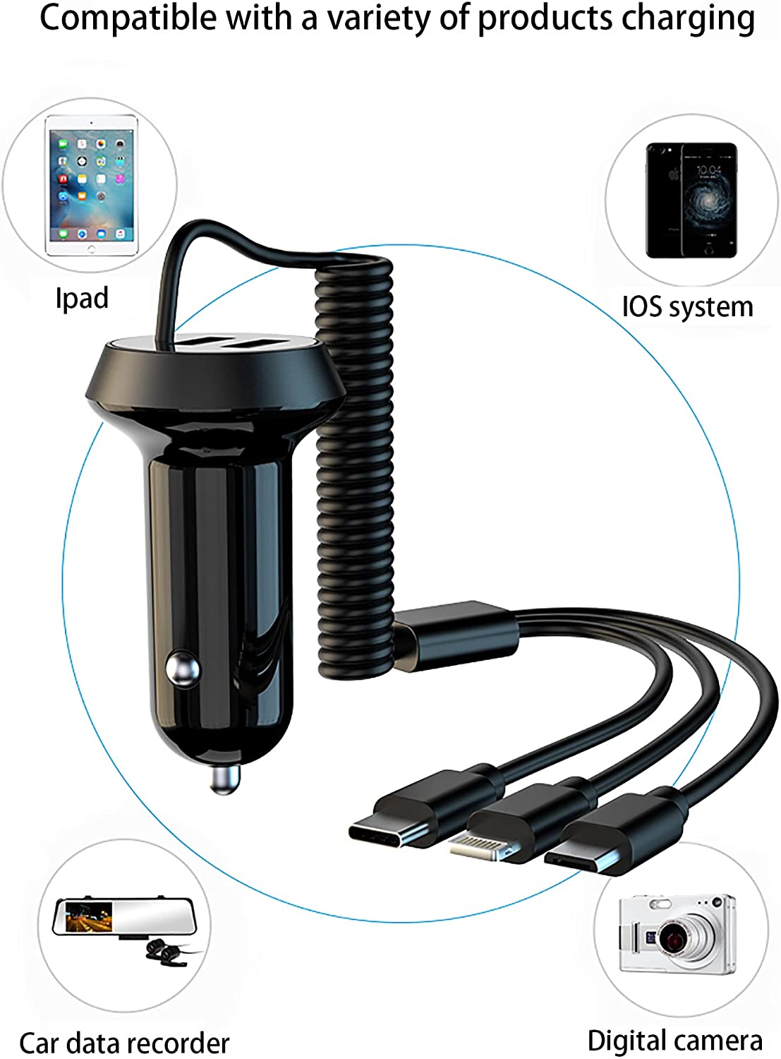 Dual Ports Car Charger with Fast Charging