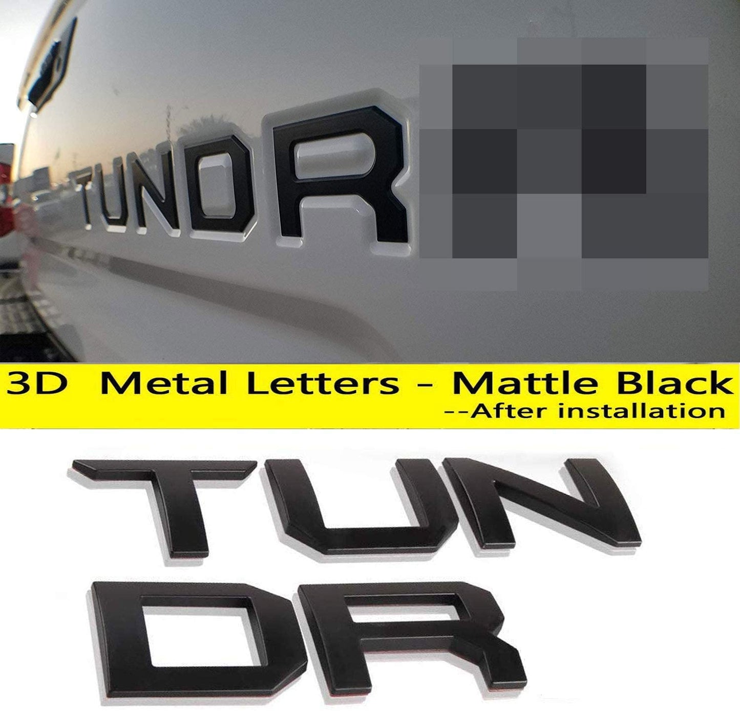 3D Raised TUNDRA Tailgate Insert Letters Rear Emblem