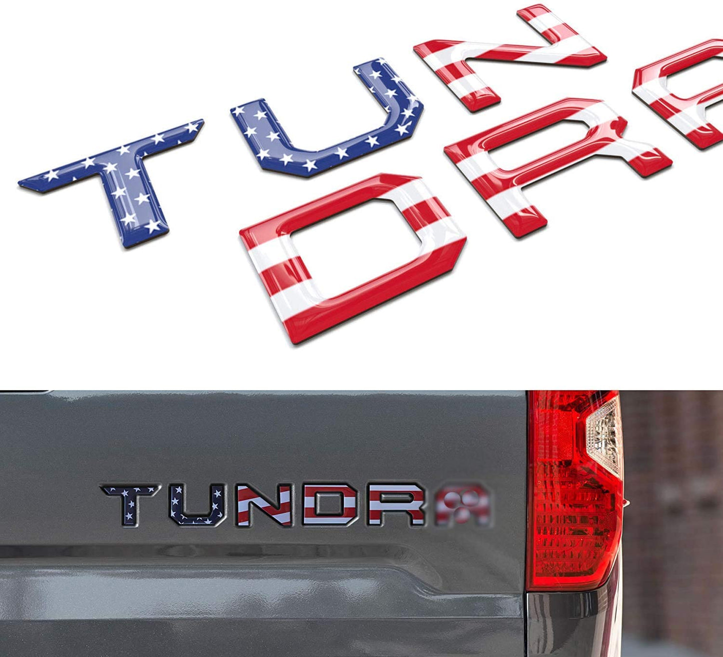 3D Raised TUNDRA Tailgate Insert Letters Rear Emblem