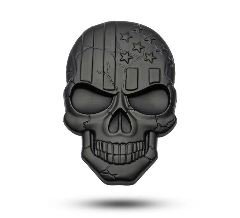 2pcs 3D Raised Star Skull Metal Emblem