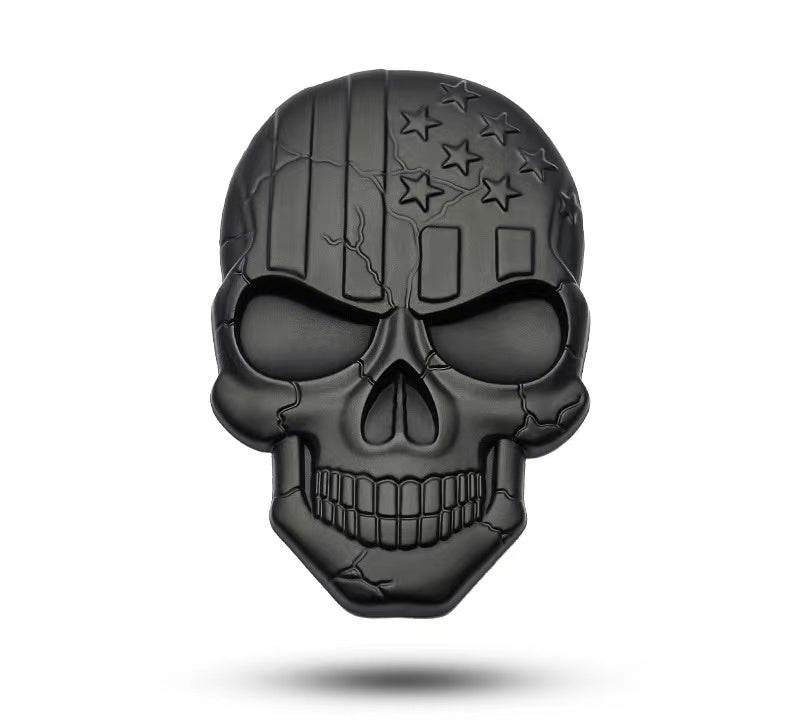 2pcs 3D Raised Star Skull Metal Emblem