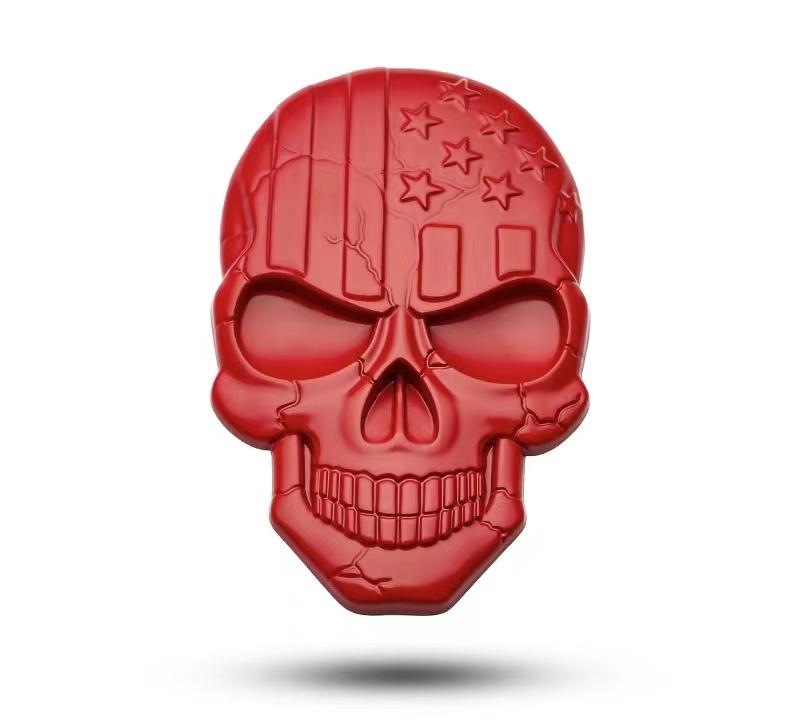 2pcs 3D Raised Star Skull Metal Emblem