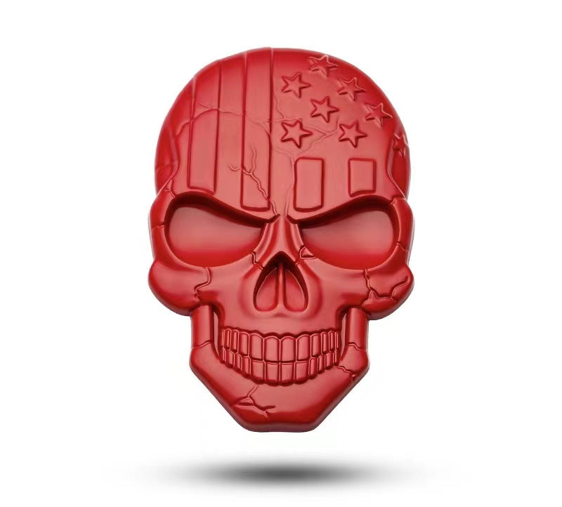 2pcs 3D Raised Star Skull Metal Emblem