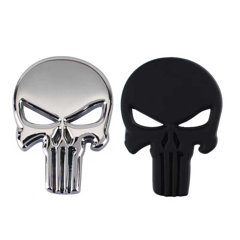 2pcs Skeleton Skull Punisher Emblem Badge