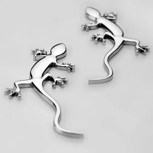 2 PCS Gecko Shape MetallicĀ Emblem Fender Badge