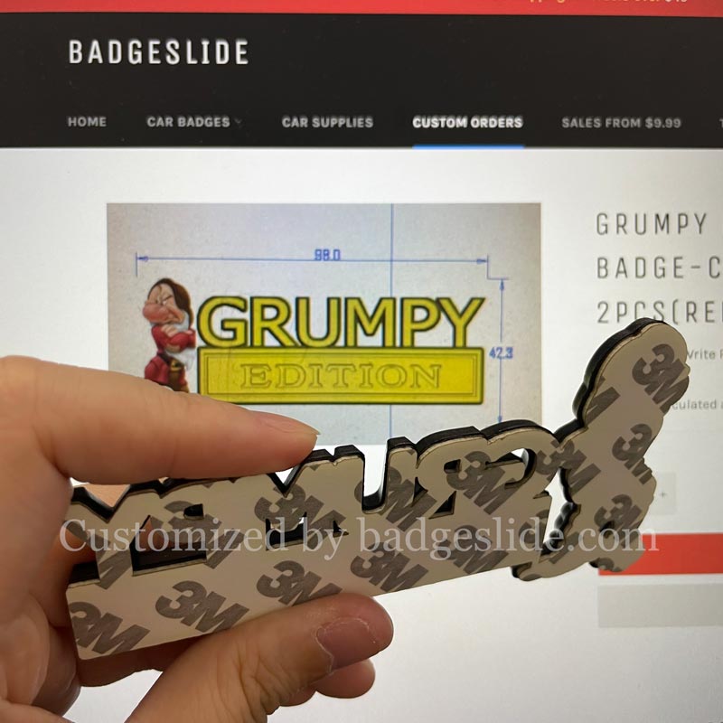 GRUMPY EDITION Emblem Fender Badge-Custom-2pcs(Red/Black)