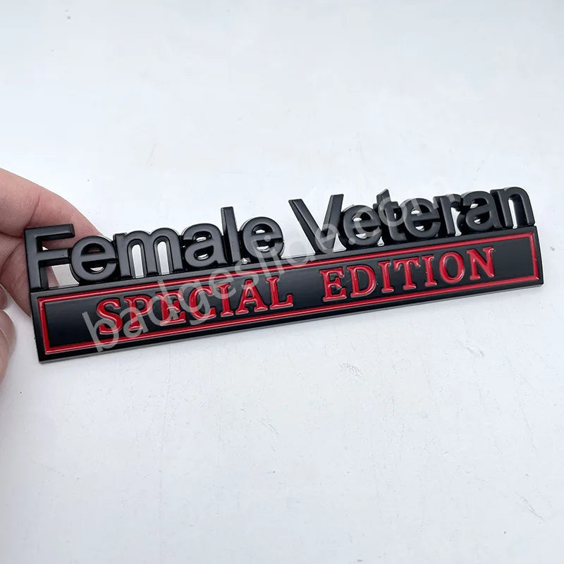 Female Veteran Special Edition Metal Emblem Car Badge