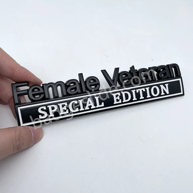 Female Veteran Special Edition Metal Emblem Car Badge