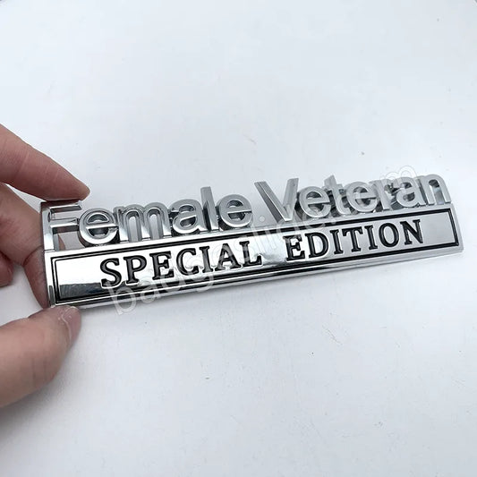 Female Veteran Special Edition Metal Emblem Car Badge
