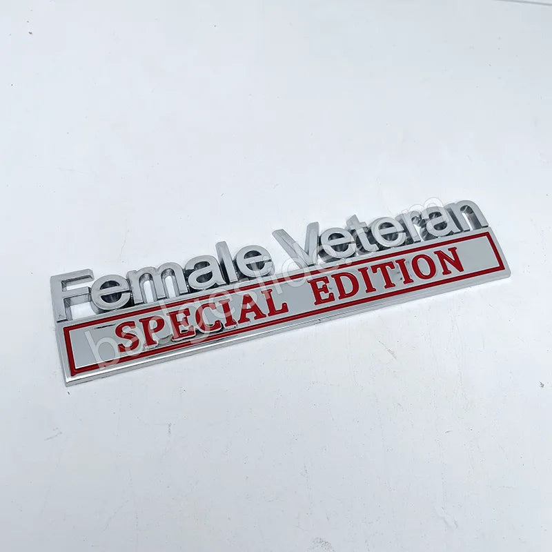 Female Veteran Special Edition Metal Emblem Car Badge