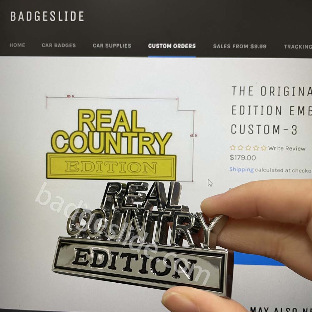 The Original REAL COUNTRY EDITION Emblem Fender Badge-Custom-3