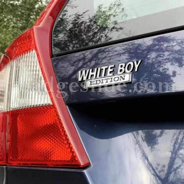 2pcs WHITE BOY Edition Metal Car Emblem