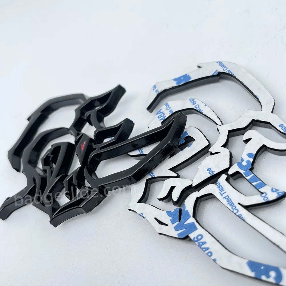 Unique Logo Custom Car Emblem Metal Car Badge-Gloss-Black-2sets
